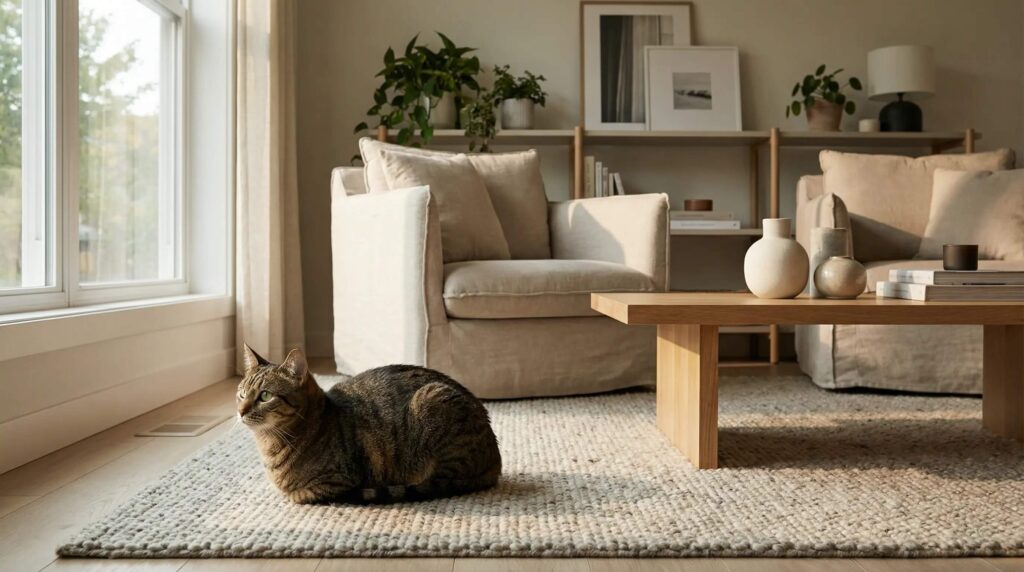 Common Cat Behavior Problems and Causes common cat behavior problems indoor cat sitting in living room natural light