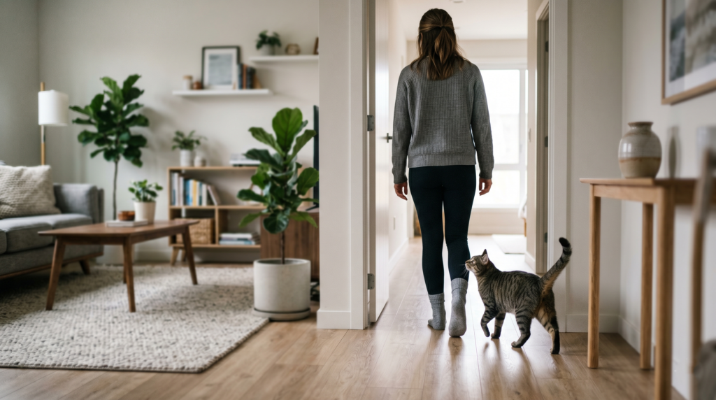 why is my cat so attached to me, cat following owner closely at home behavior