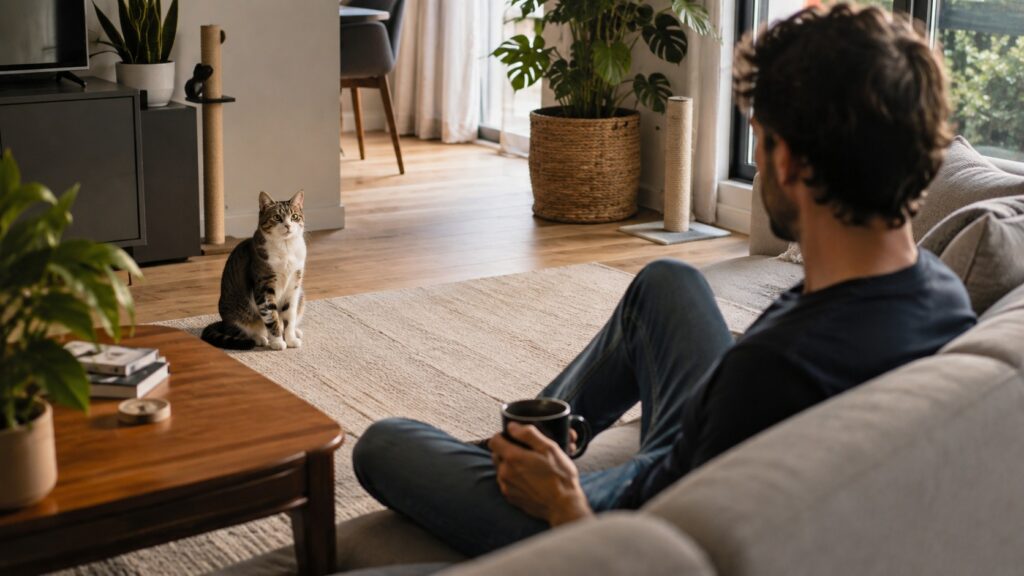 Why Does My Cat Stare at Me? What It Means and When to Worry Cat staring at its owner from across the room